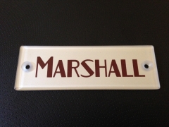 Marshall block logo plaque silver/red, plexi